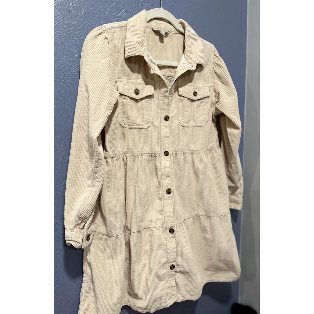 American Eagle Dress Womens Sz S Cream Corduroy Tiered Mini Boho anthropology